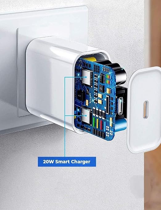 20W USB-C Fast Charger Adapter | Compatible with All USB-C Enabled Devices | White